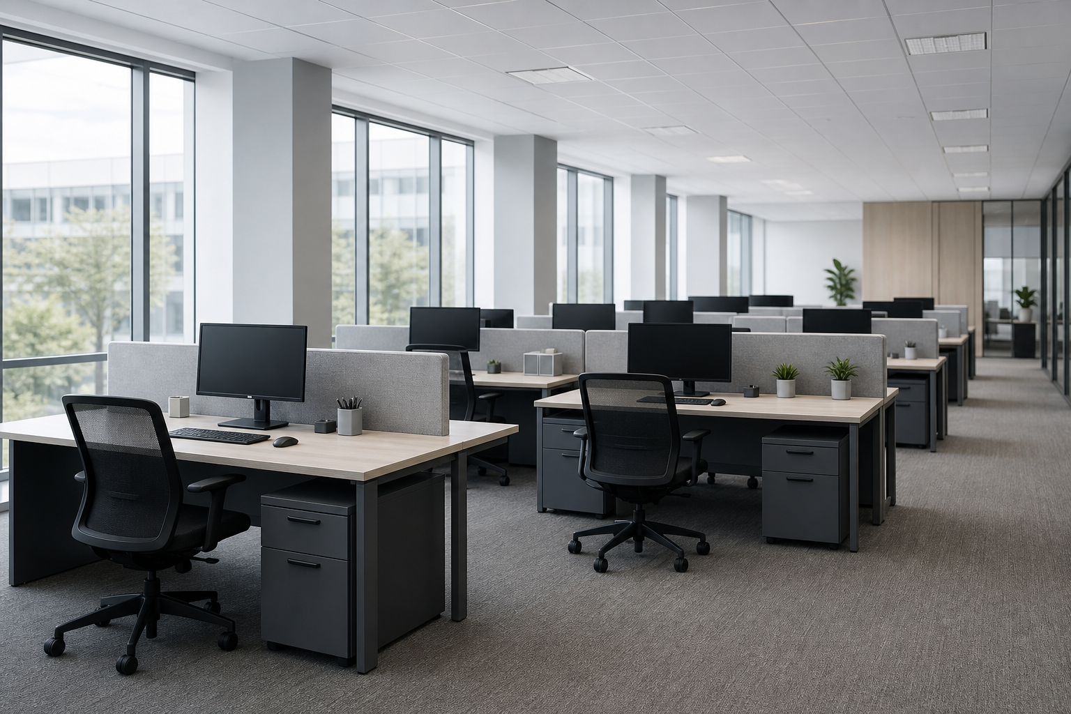 Neutral open-plan administrative operations environment